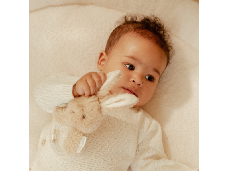 LITTLE DUTCH Chrastítko s korálky králíček Newborn Naturals