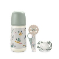SUAVINEX Sada láhev 270ml + dudlík fyziologický 0/6m + klip Walk