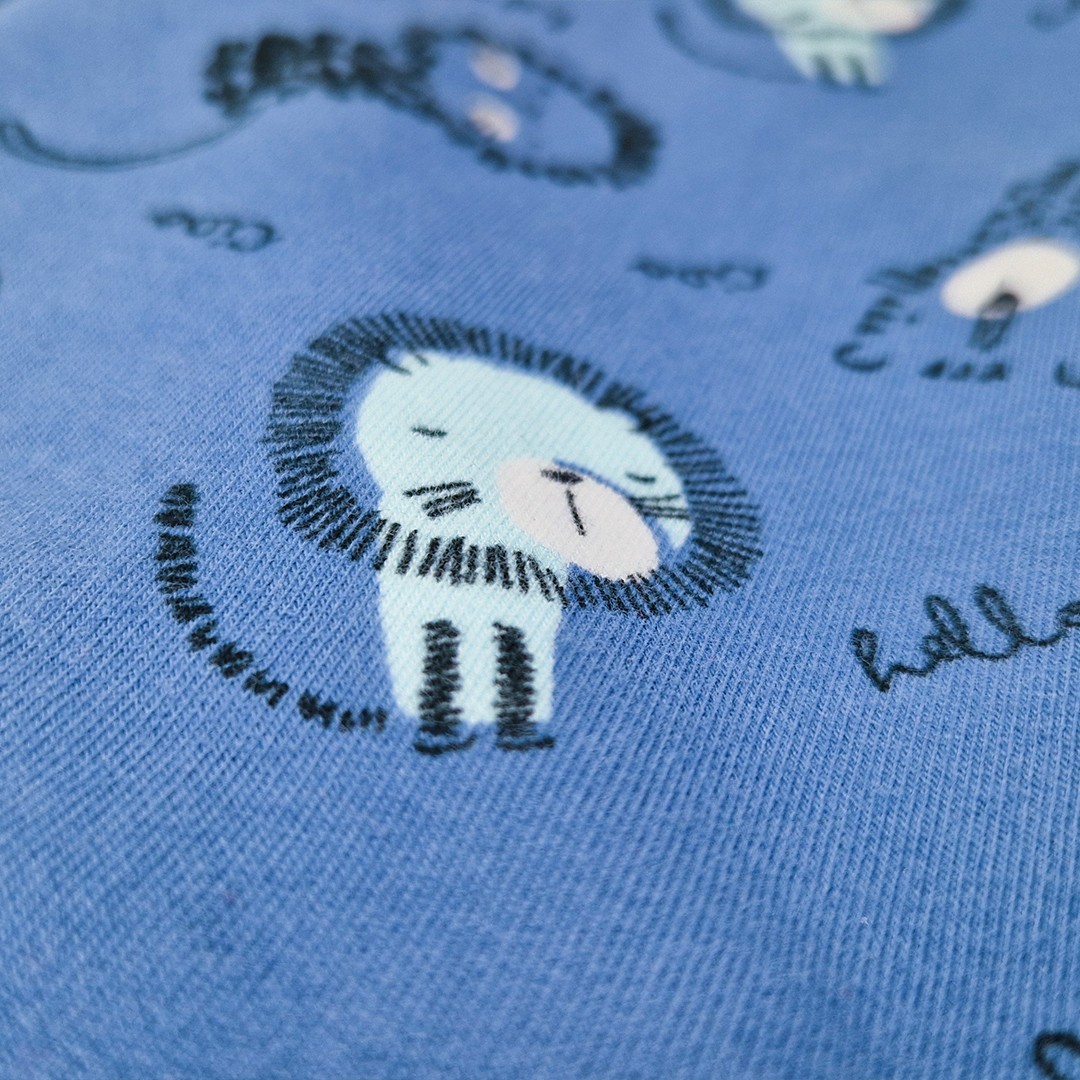 LITTLE ANGEL Tepláky - denim lvíčci