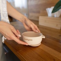 BABYONO Miska silikonová s přísavkou a víčkem 6m+
