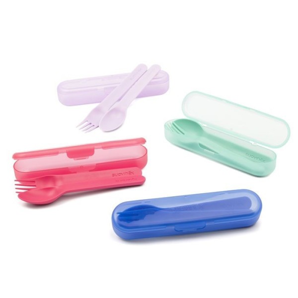 SUAVINEX SADA Příborů s obalem BOOO - Modrá
