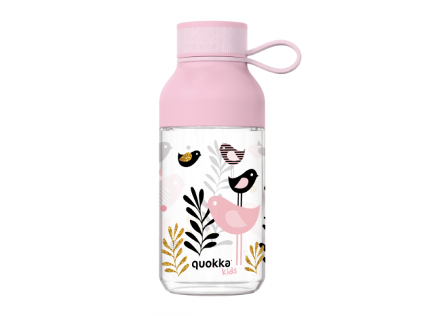 QUOKKA Plastová láhev Ice Kids s poutkem 430 ml - Birds 430 ml