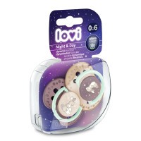 LOVI Dudlík svítící silikonový dynamický  NIGHT&DAY 0-6m 2ks