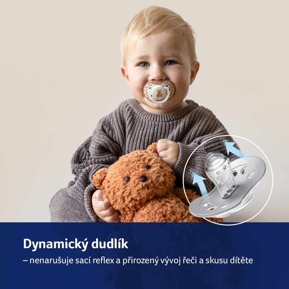 LOVI Dudlík svítící silikonový dynamický TEDDY LOVE  18m+ 2ks
