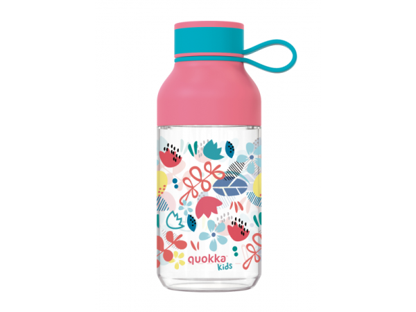 QUOKKA Plastová láhev Ice Kids s poutkem 430 ml - Flowers 430 ml