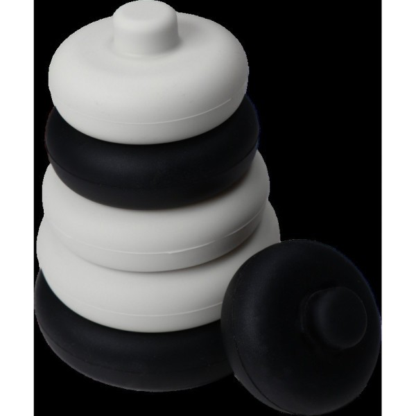 Label Label Silikonová stohovací věž Kroužky - Black & White