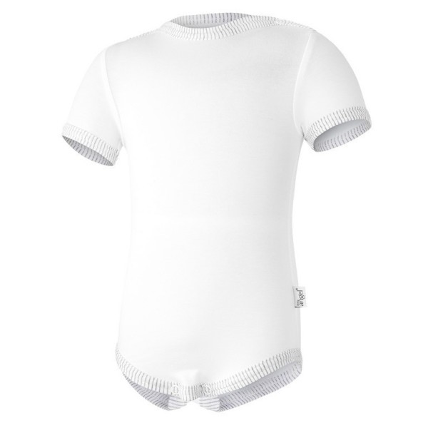 LITTLE ANGEL Body tenké KR Outlast® UPF 50+ - bílá/pruh bílošedý melír Vel. 62