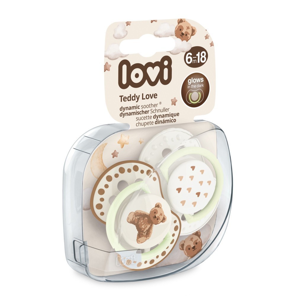 LOVI Dudlík svítící silikonový dynamický TEDDY LOVE  6-18m 2ks