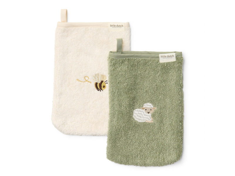 LITTLE DUTCH Žínky s výšivkou 2 ks - Farma