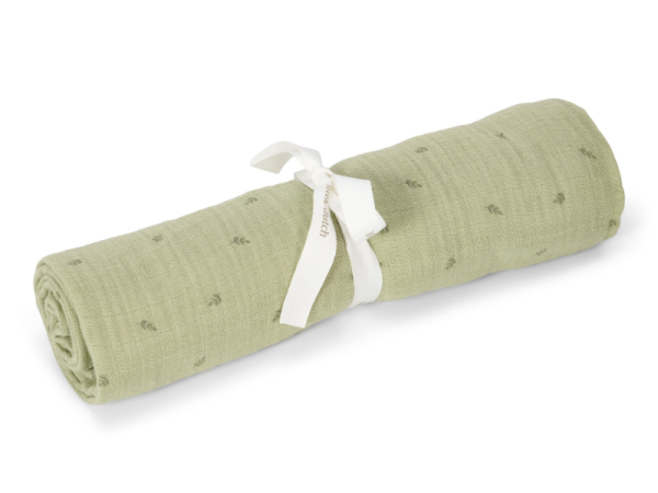 LITTLE DUTCH Plena zavinovací 120x120 cm s potiskem Pure - Sage